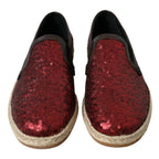 Dolce & Gabbana Red Sequined Loafers Slippers Men Shoes
