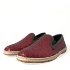 Dolce & Gabbana Red Sequined Loafers Slippers Men Shoes