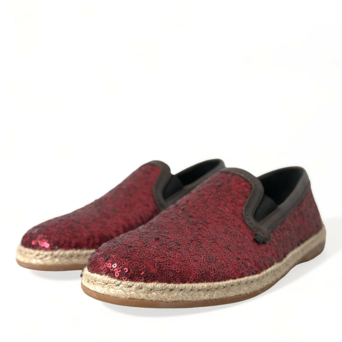Dolce & Gabbana Red Sequined Loafers Slippers Men Shoes