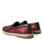 Dolce & Gabbana Red Sequined Loafers Slippers Men Shoes