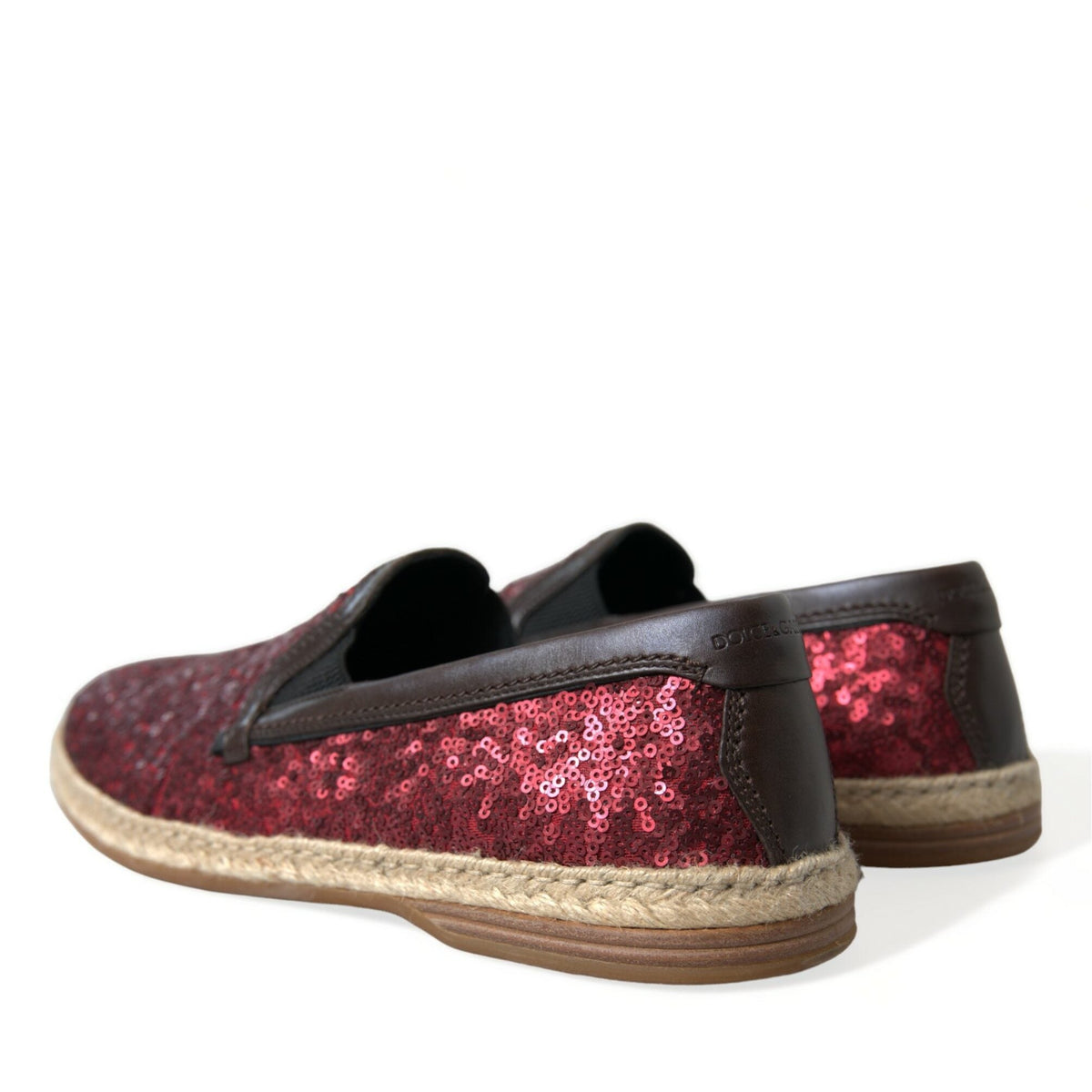 Dolce & Gabbana Red Sequined Loafers Slippers Men Shoes