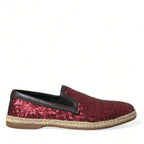 Dolce & Gabbana Red Sequined Loafers Slippers Men Shoes