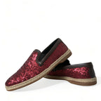Dolce & Gabbana Red Sequined Loafers Slippers Men Shoes