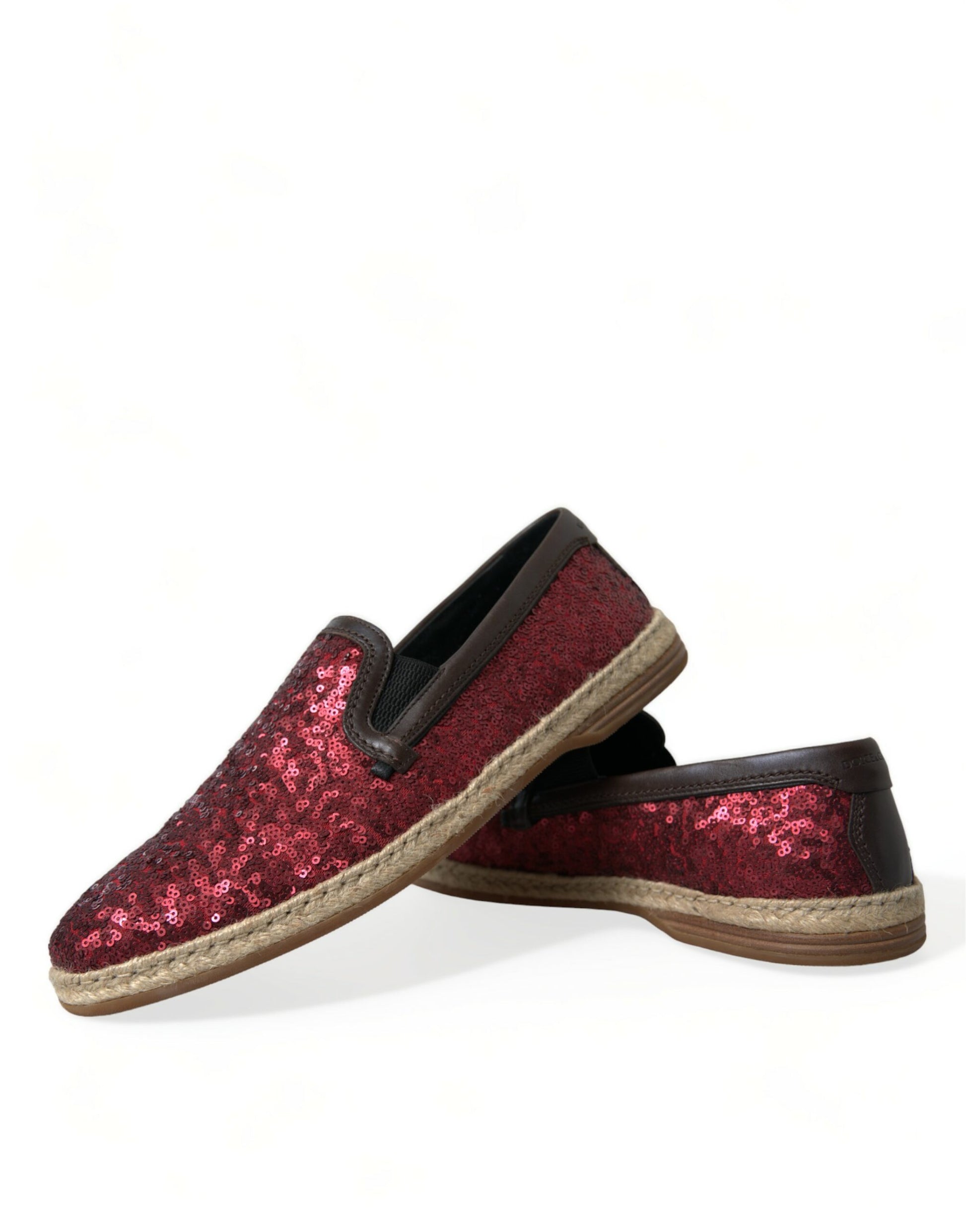 Dolce & Gabbana Red Sequined Loafers Slippers Men Shoes Dolce & Gabbana