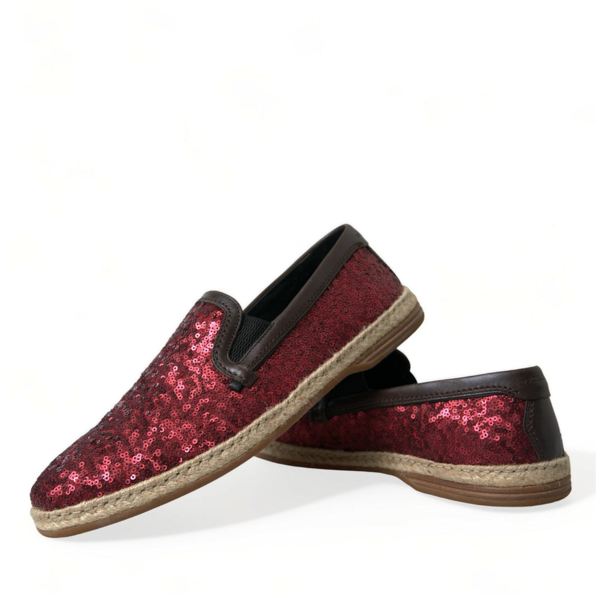 Dolce & Gabbana Red Sequined Loafers Slippers Men Shoes