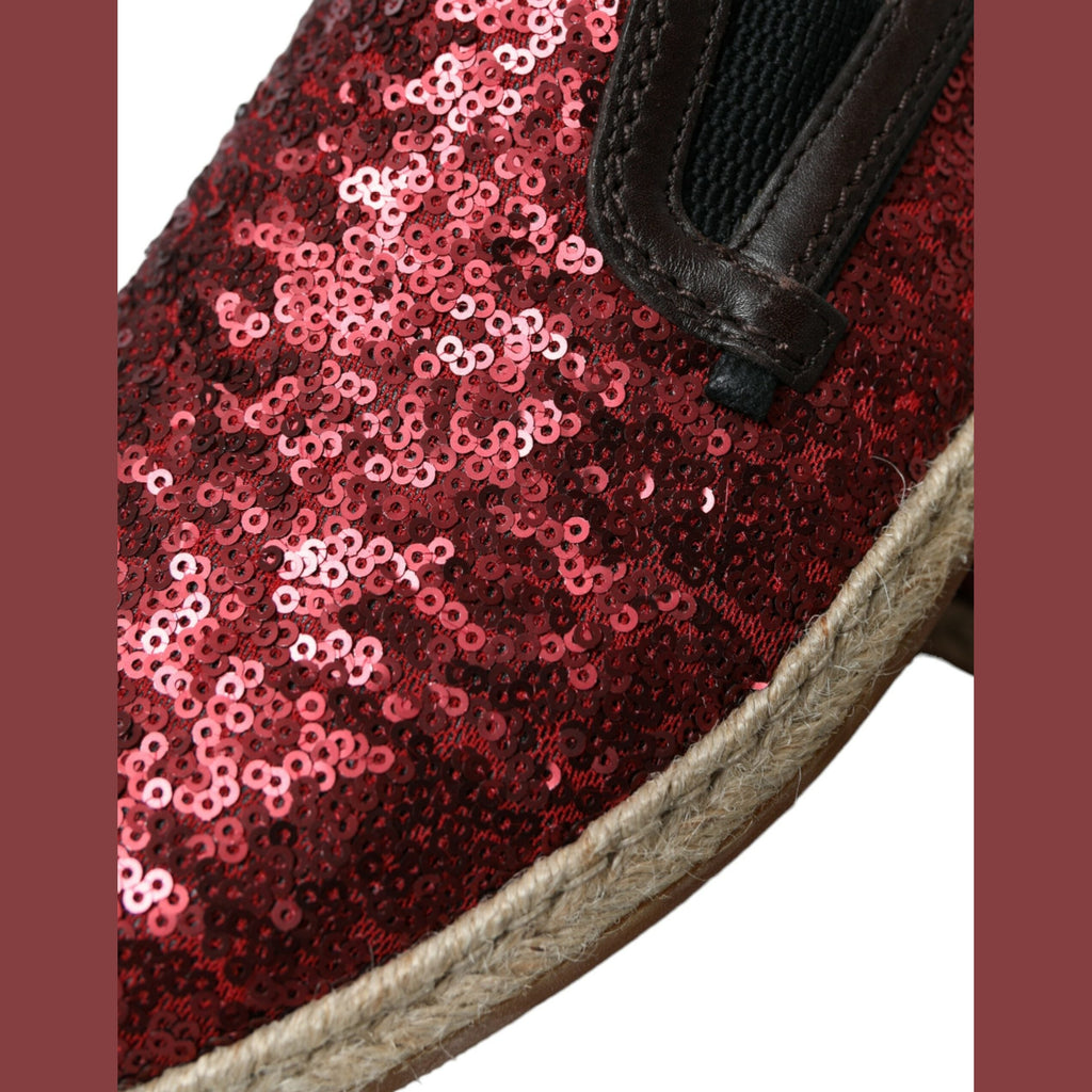 Dolce & Gabbana Red Sequined Loafers Slippers Men Shoes