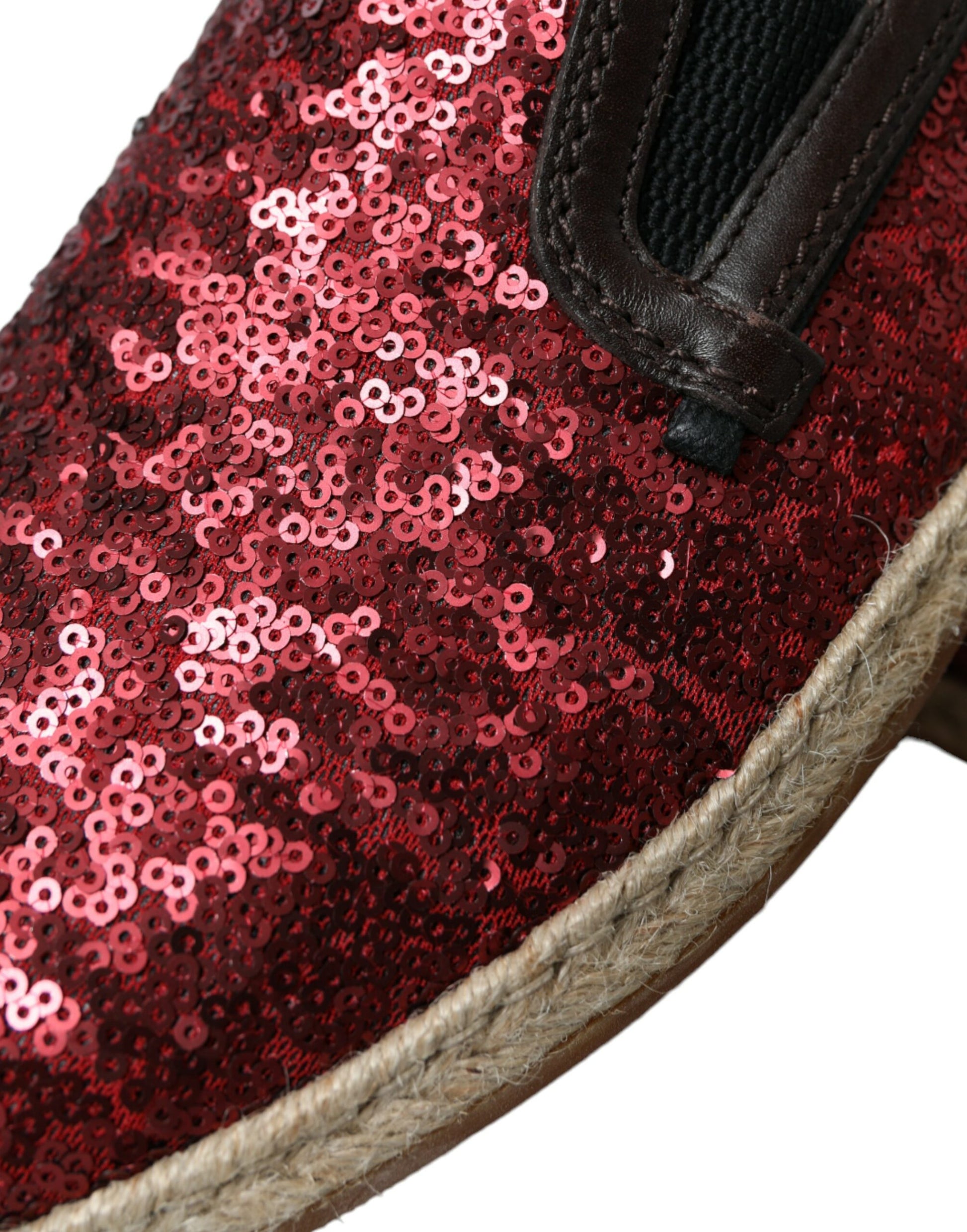 Dolce & Gabbana Red Sequined Loafers Slippers Men Shoes Dolce & Gabbana