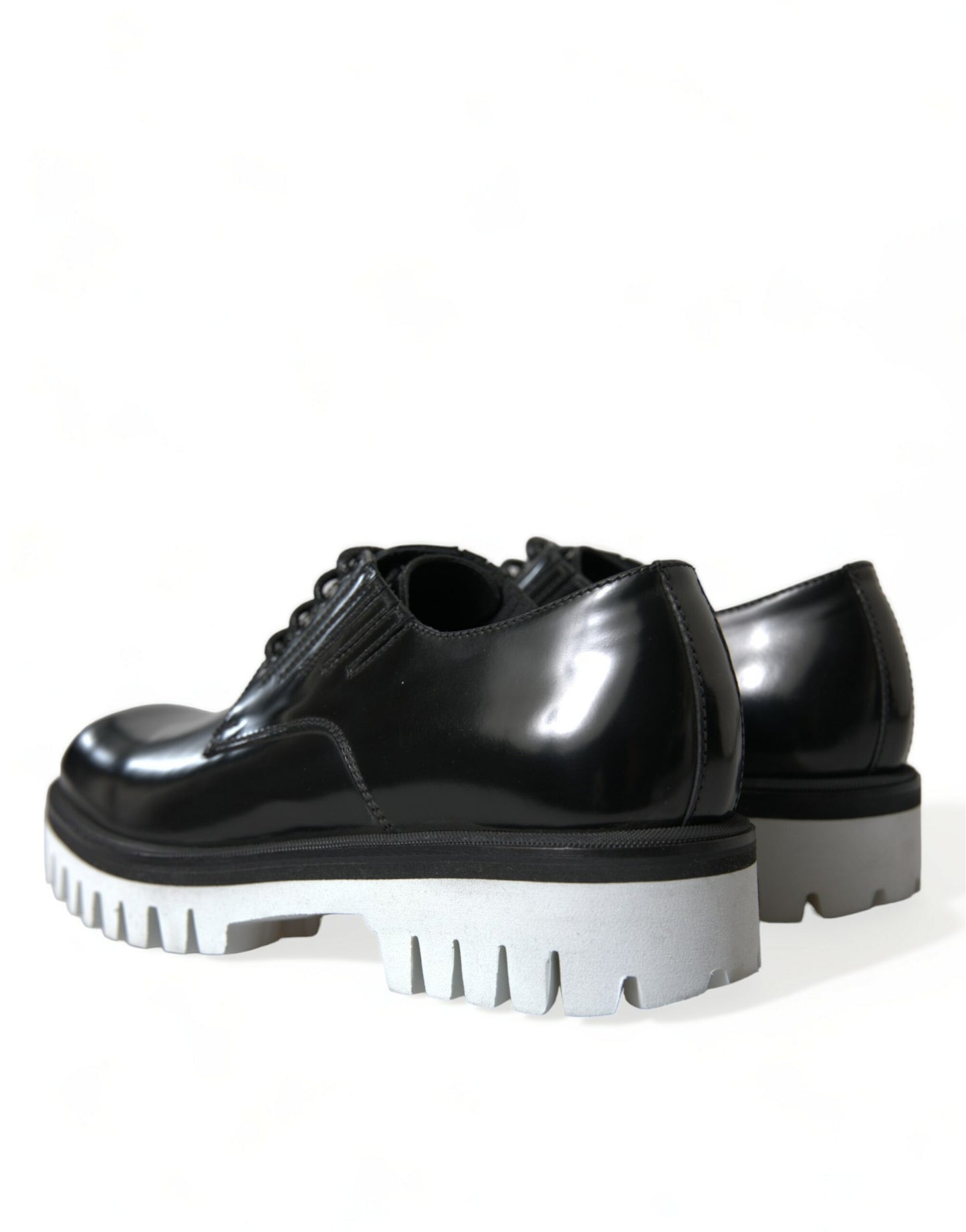 Dolce & Gabbana Black White Leather Lace Up Derby Dress Shoes Dolce & Gabbana