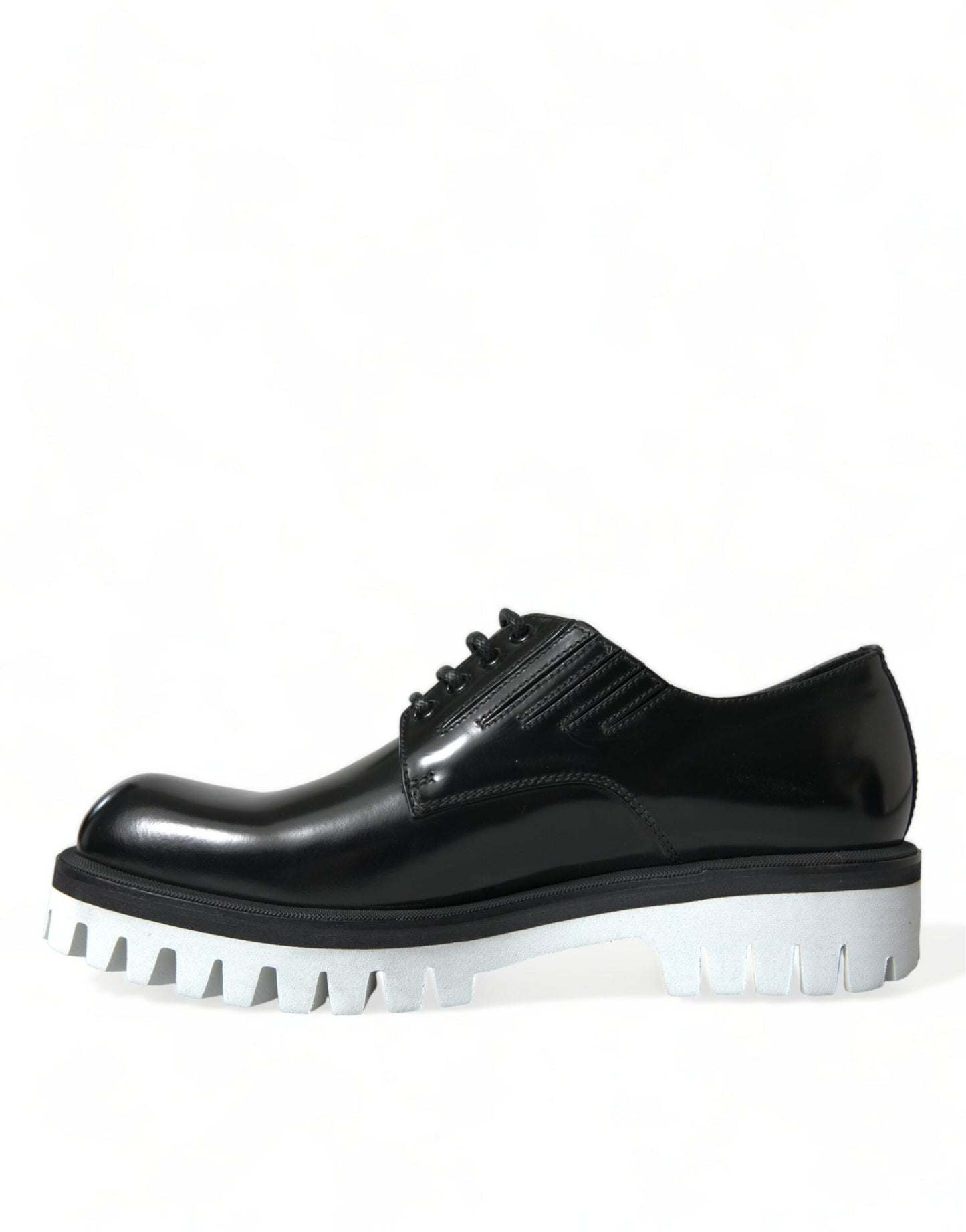Dolce & Gabbana Black White Leather Lace Up Derby Dress Shoes Dolce & Gabbana