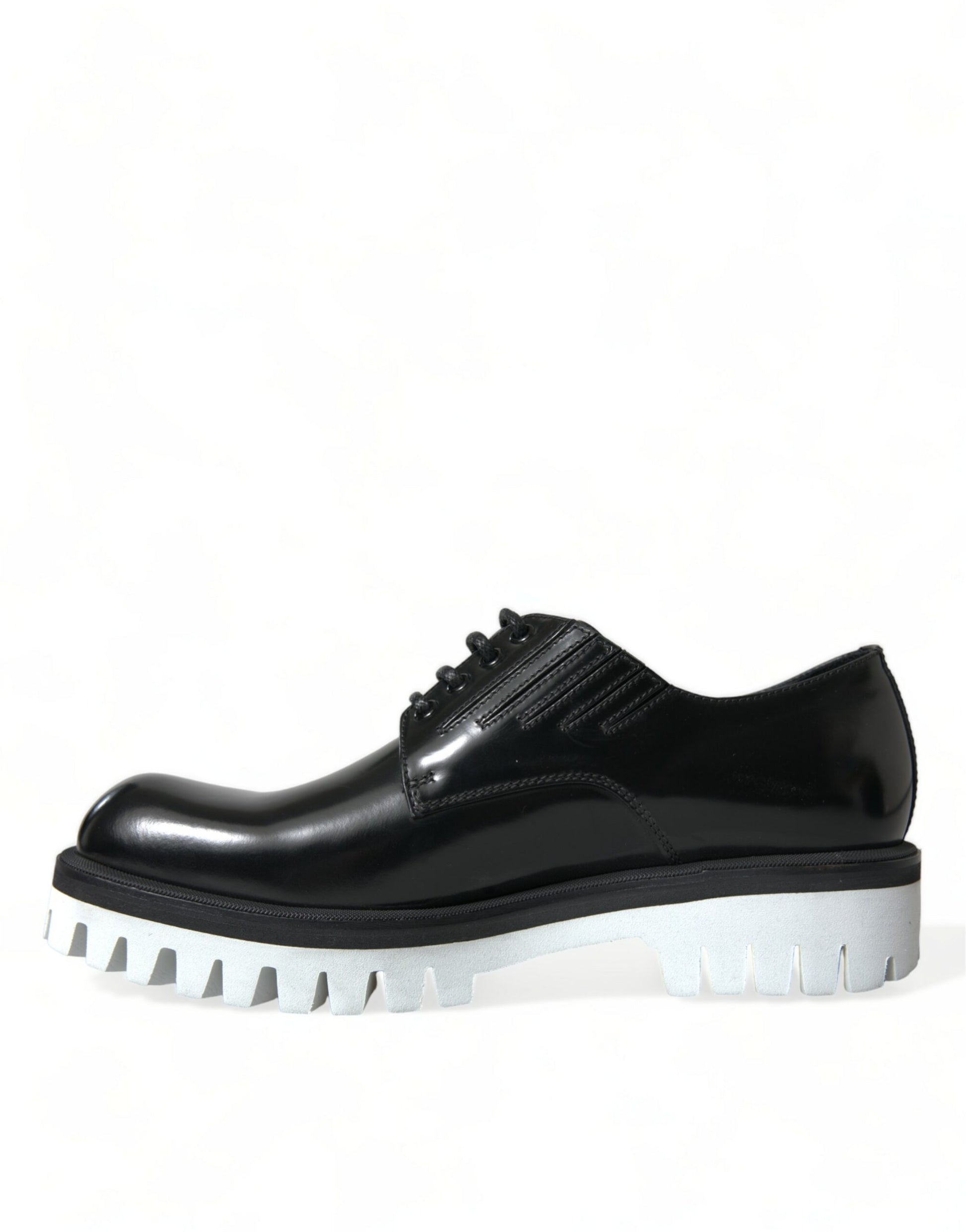 Dolce & Gabbana Black White Leather Lace Up Derby Dress Shoes Dolce & Gabbana