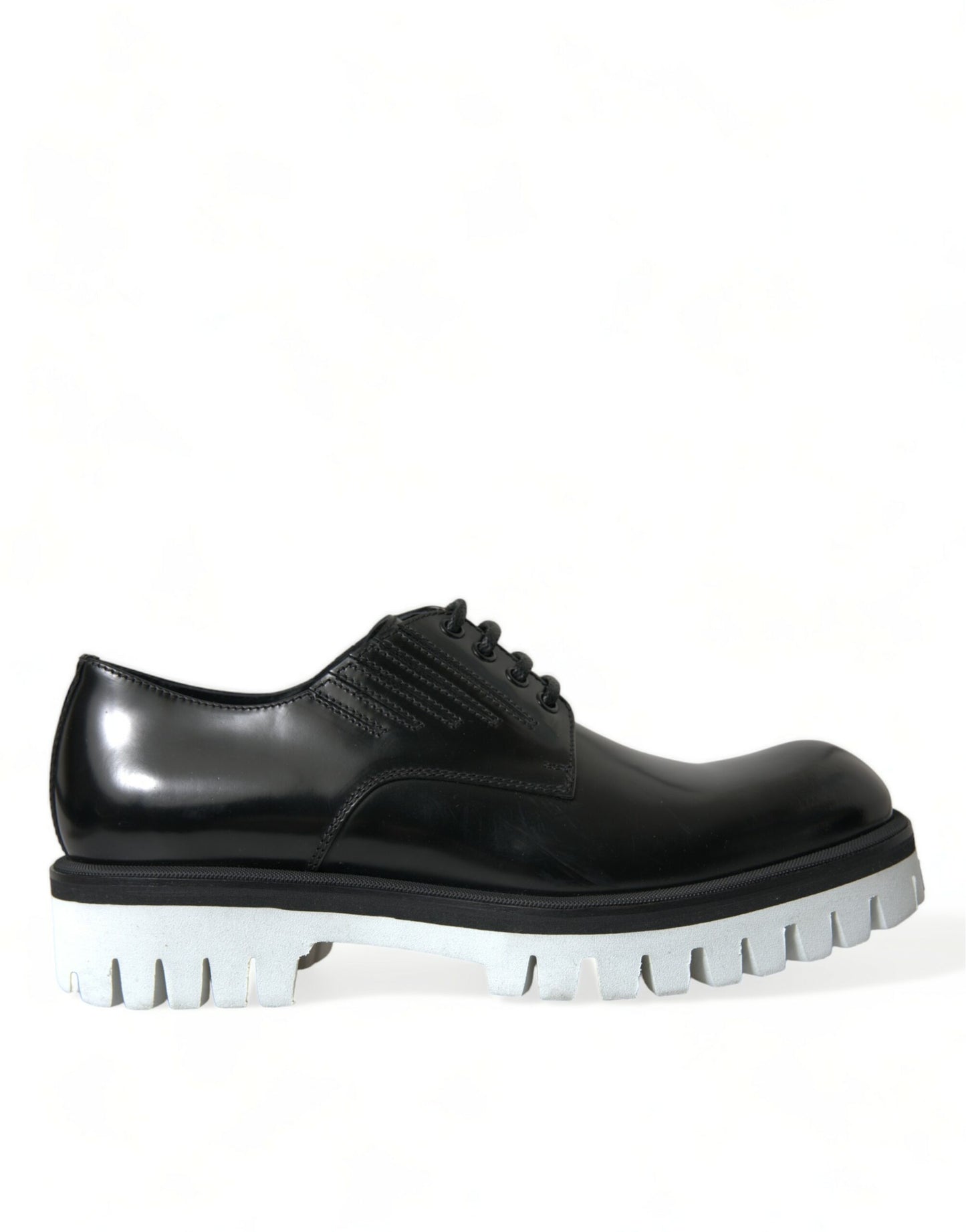 Dolce & Gabbana Black White Leather Lace Up Derby Dress Shoes Dolce & Gabbana