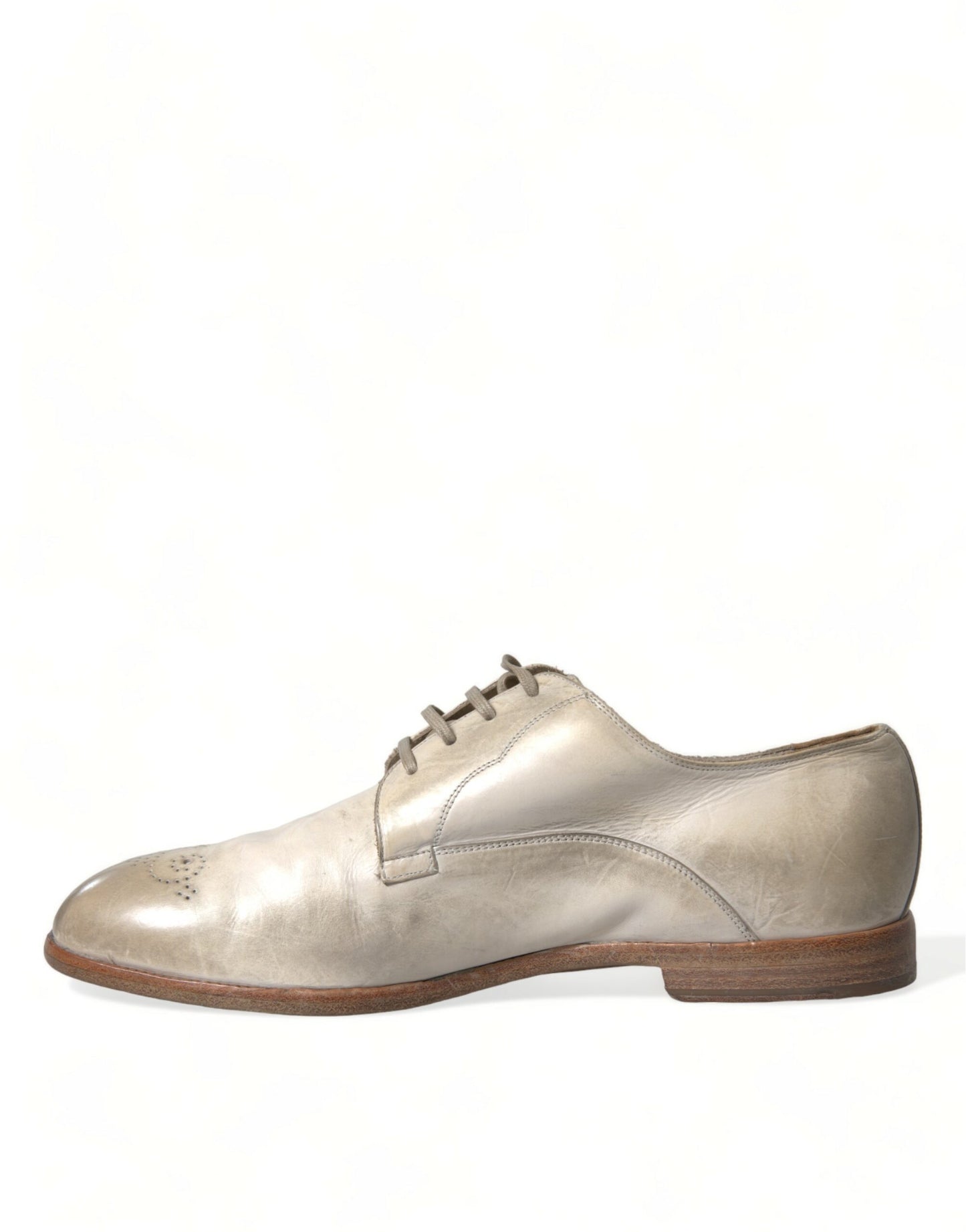 Dolce & Gabbana White Distressed Leather Derby Dress Shoes Dolce & Gabbana