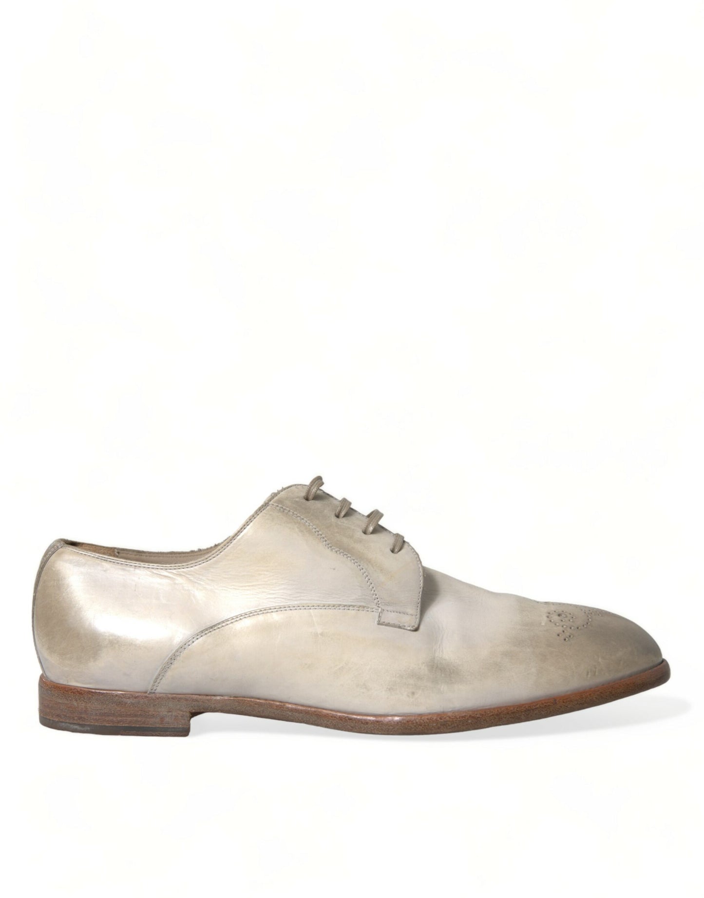Dolce & Gabbana White Distressed Leather Derby Dress Shoes Dolce & Gabbana