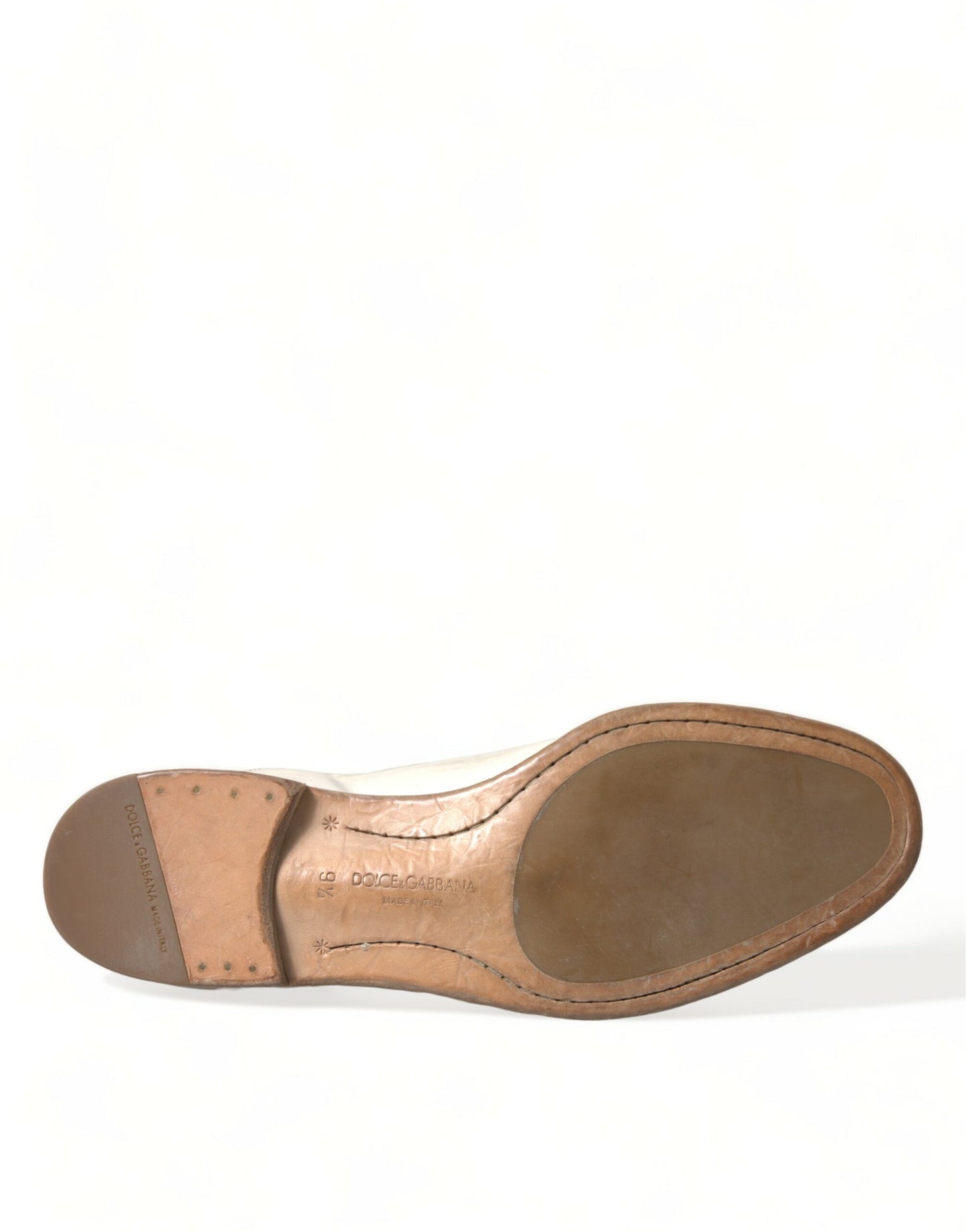 Dolce & Gabbana White Distressed Leather Derby Dress Shoes Dolce & Gabbana