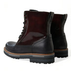 Dolce & Gabbana Black Leather Military Combat Boots Shoes