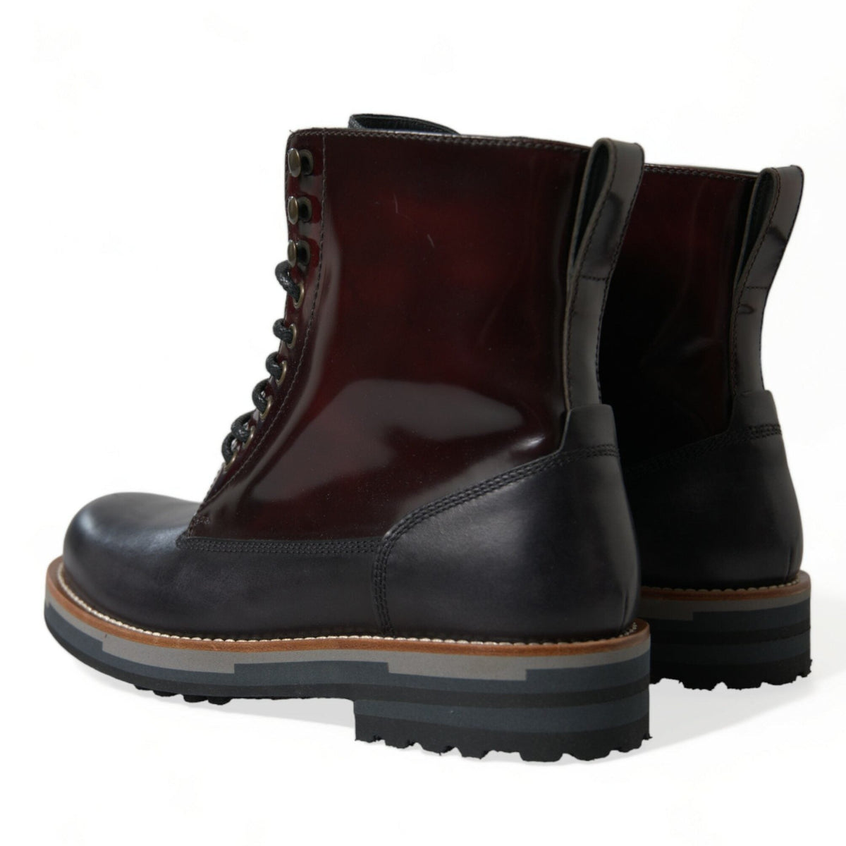 Dolce & Gabbana Black Leather Military Combat Boots Shoes
