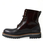Dolce & Gabbana Black Leather Military Combat Boots Shoes