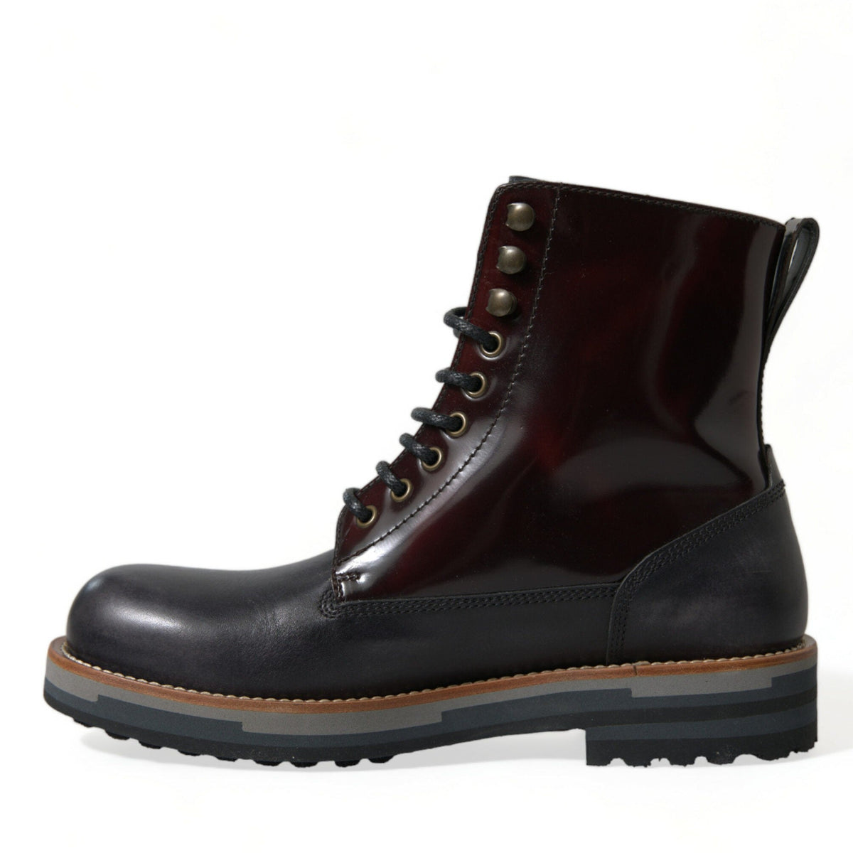 Dolce & Gabbana Black Leather Military Combat Boots Shoes