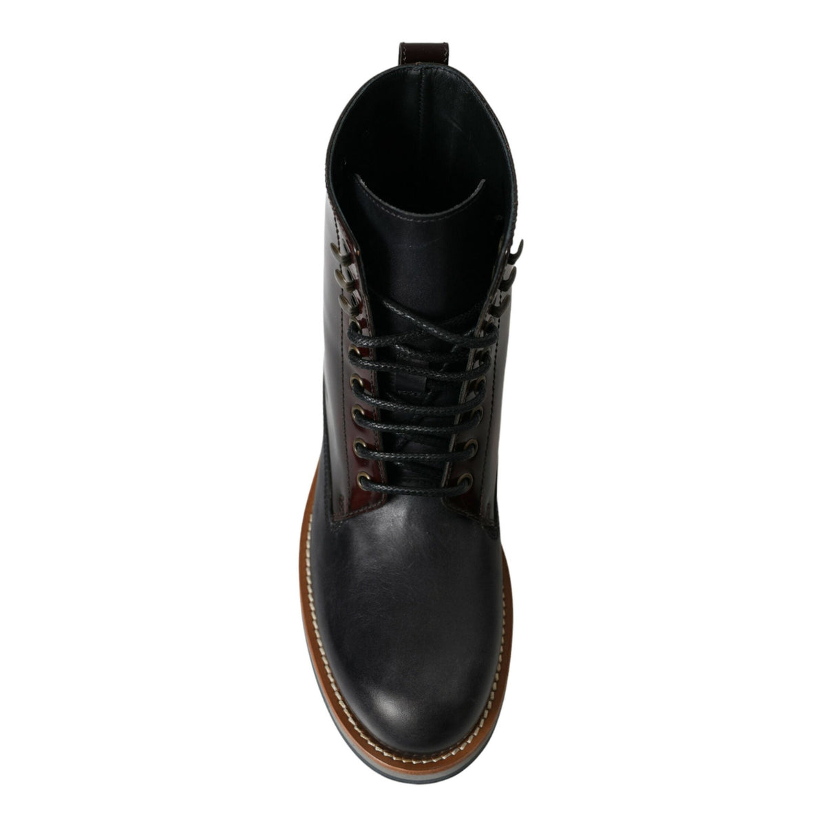 Dolce & Gabbana Black Leather Military Combat Boots Shoes
