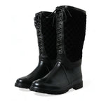 Dolce & Gabbana Black Chioggia Rubber Suede Rain Boots Shoes