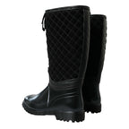 Dolce & Gabbana Black Chioggia Rubber Suede Rain Boots Shoes