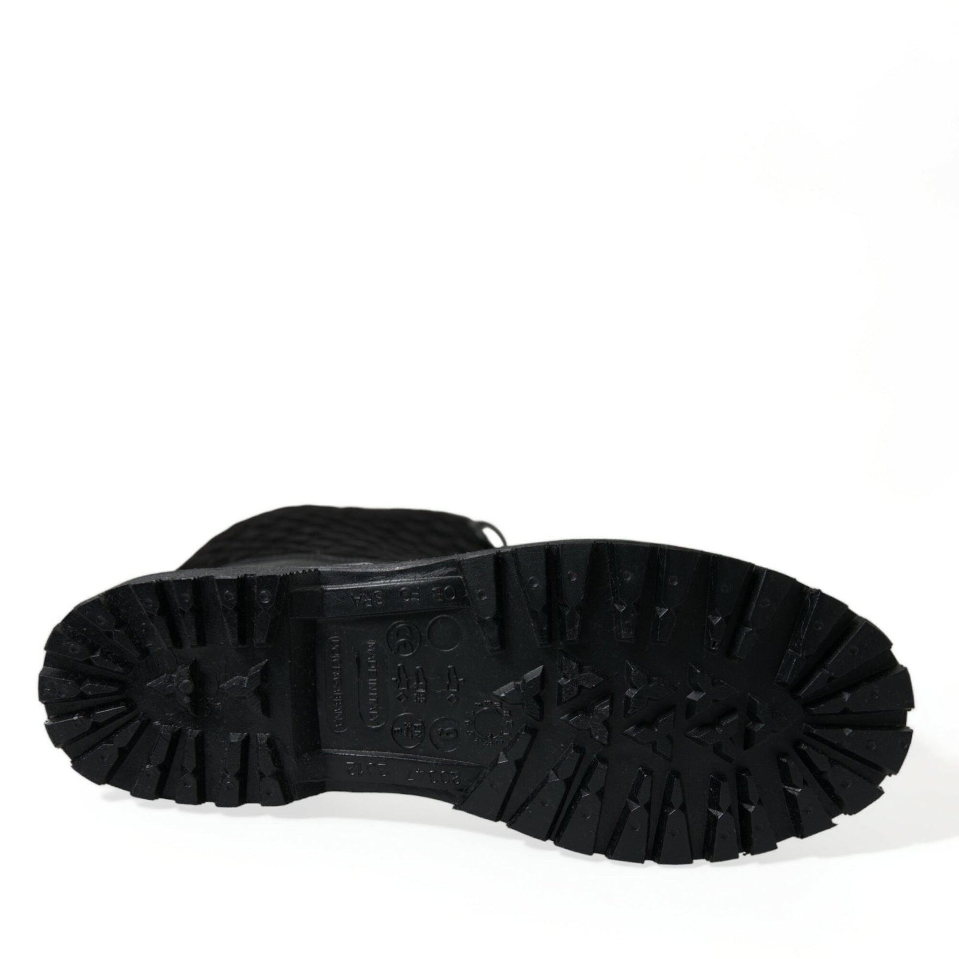 Dolce & Gabbana Black Chioggia Rubber Suede Rain Boots Shoes