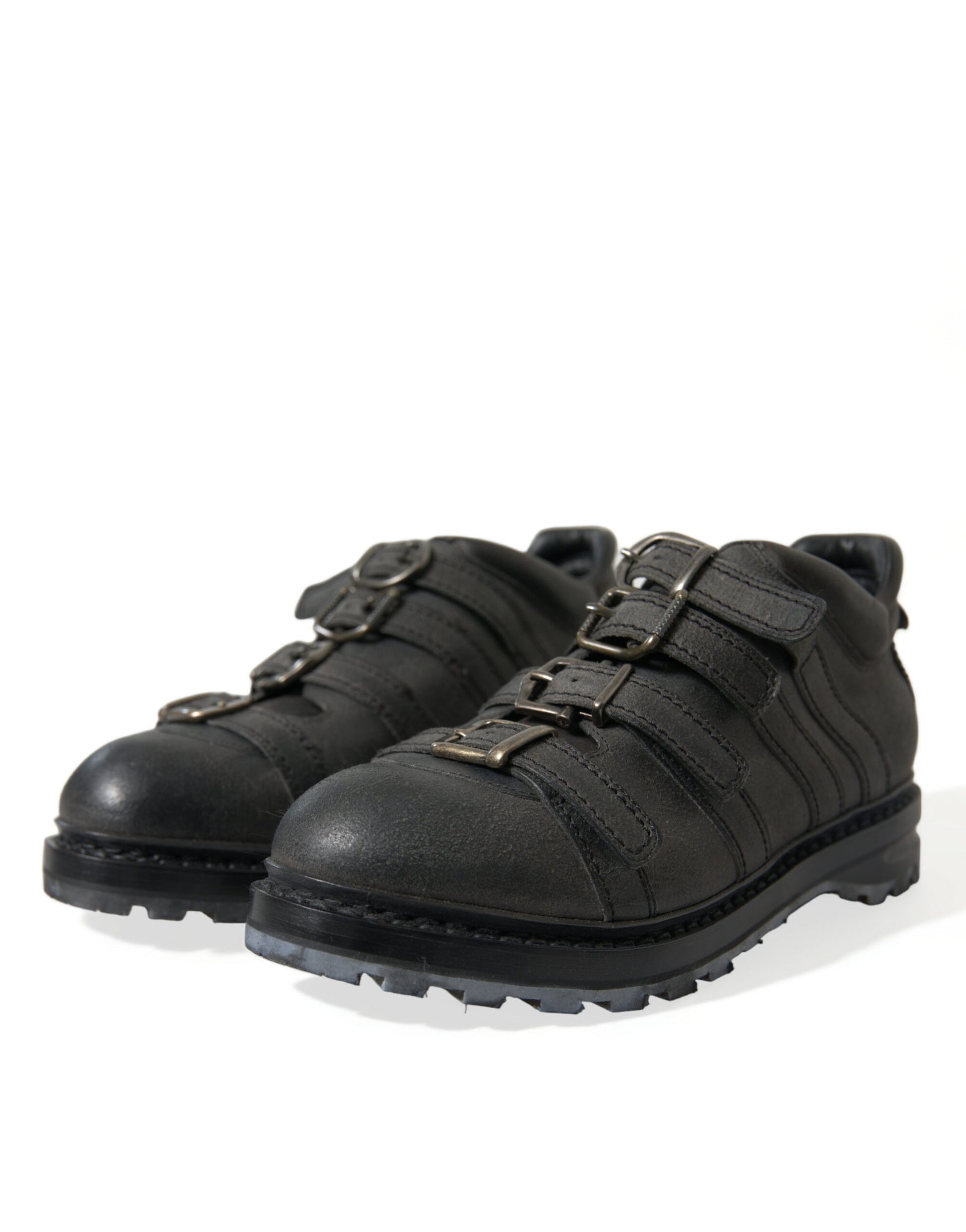 Dolce & Gabbana Black Leather Strap Men Ankle Boots Shoes Dolce & Gabbana