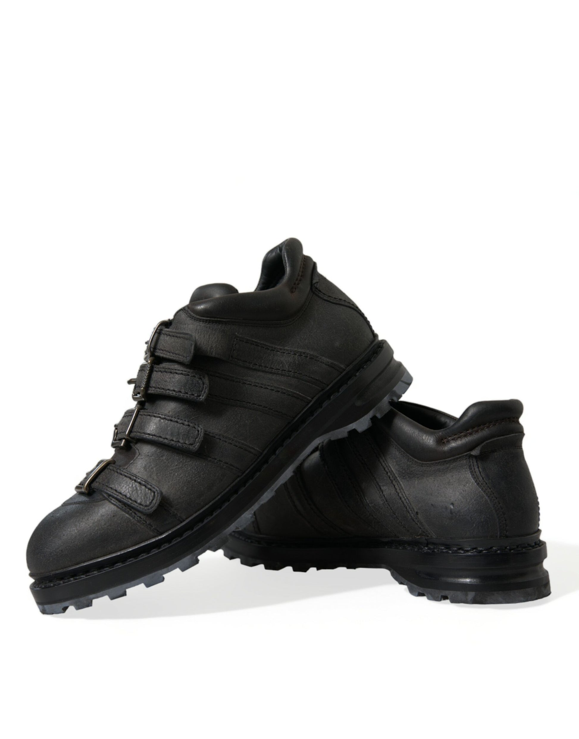 Dolce & Gabbana Black Leather Strap Men Ankle Boots Shoes Dolce & Gabbana