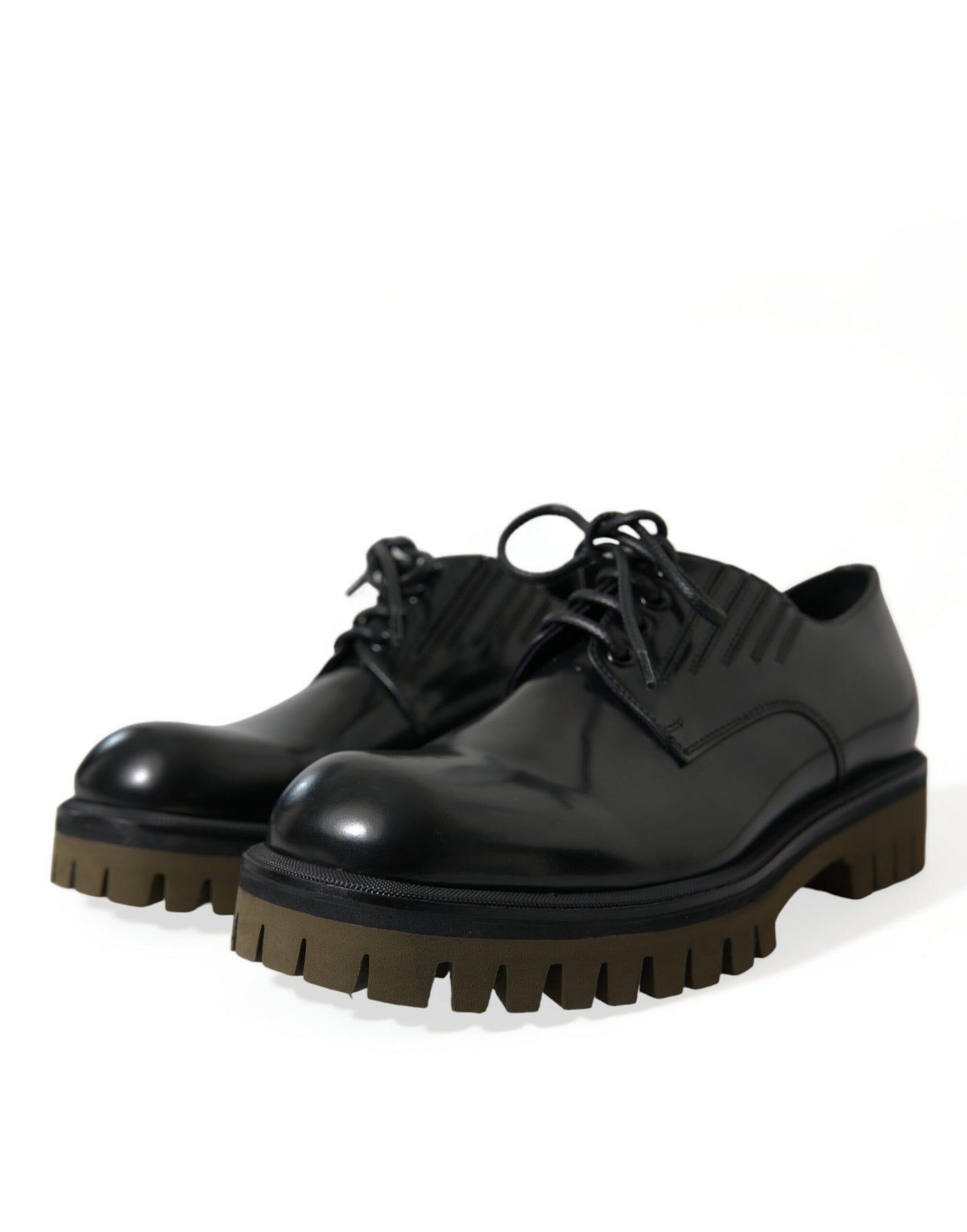 Dolce & Gabbana Black Leather Lace Up Derby Men Dress Shoes Dolce & Gabbana
