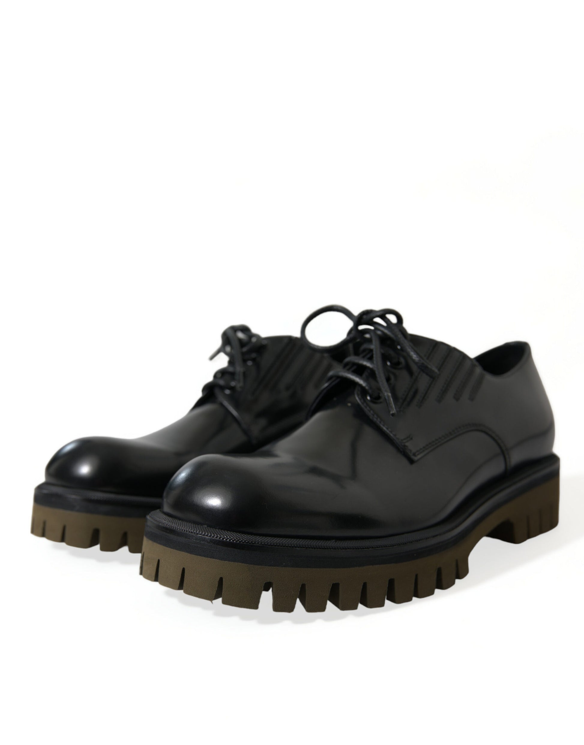 Dolce & Gabbana Black Leather Lace Up Derby Men Dress Shoes Dolce & Gabbana