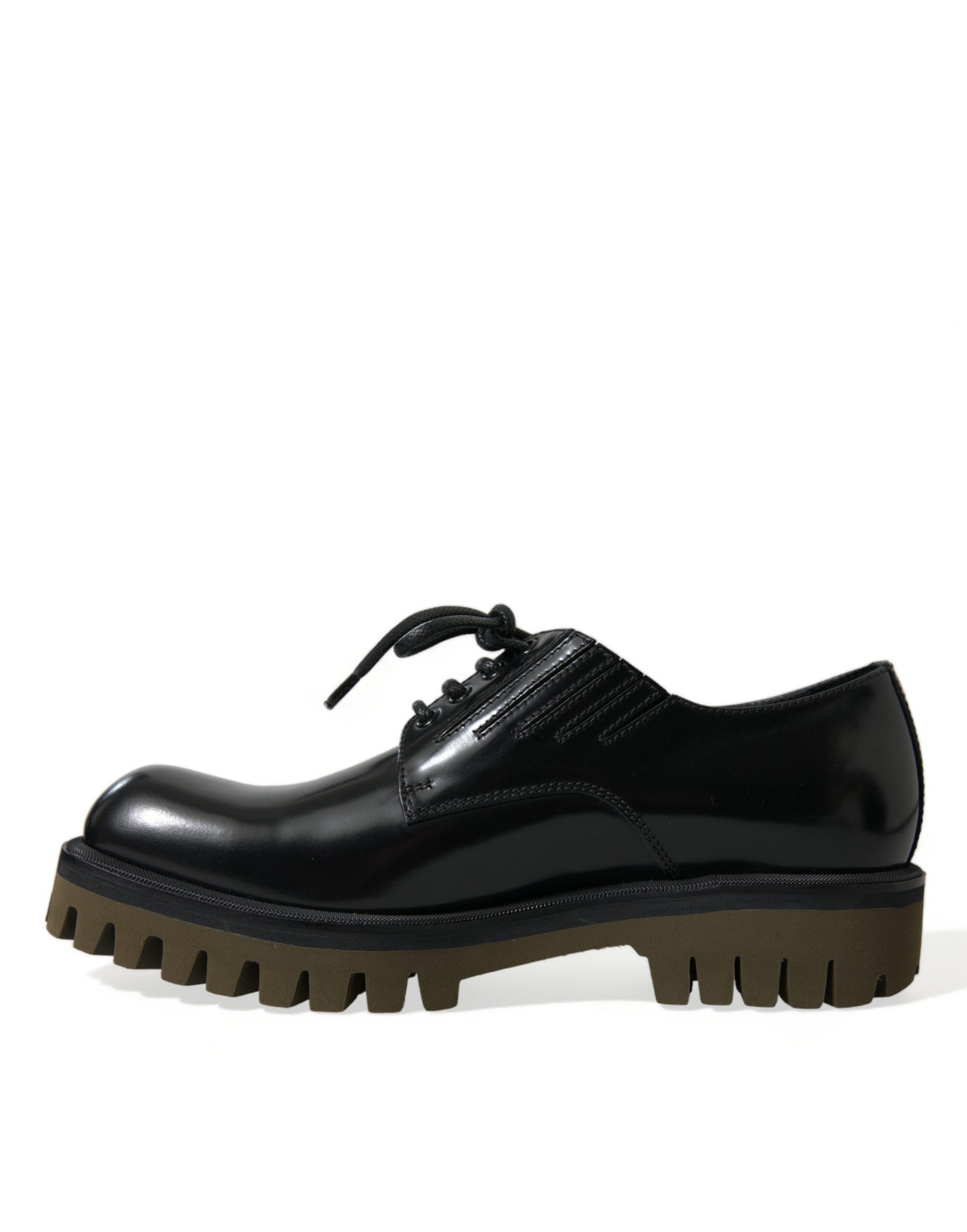 Dolce & Gabbana Black Leather Lace Up Derby Men Dress Shoes Dolce & Gabbana