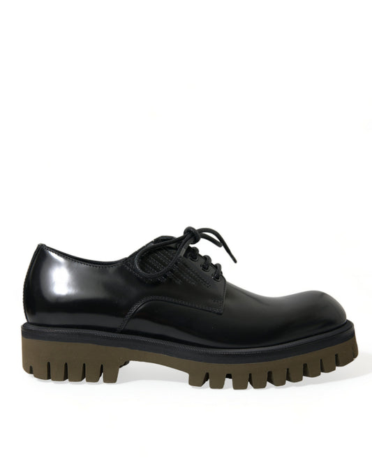 Dolce & Gabbana Black Leather Lace Up Derby Men Dress Shoes Dolce & Gabbana