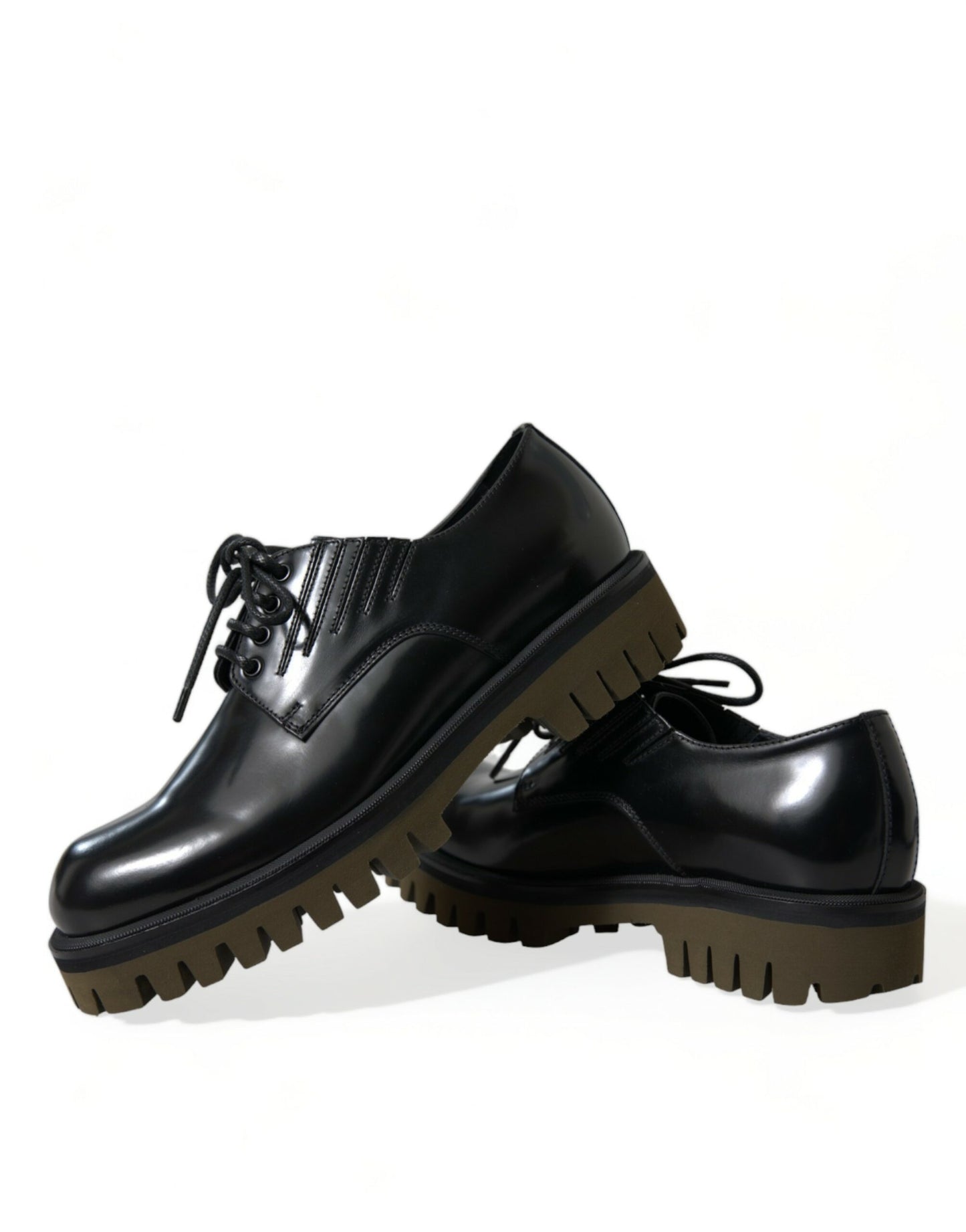Dolce & Gabbana Black Leather Lace Up Derby Men Dress Shoes Dolce & Gabbana