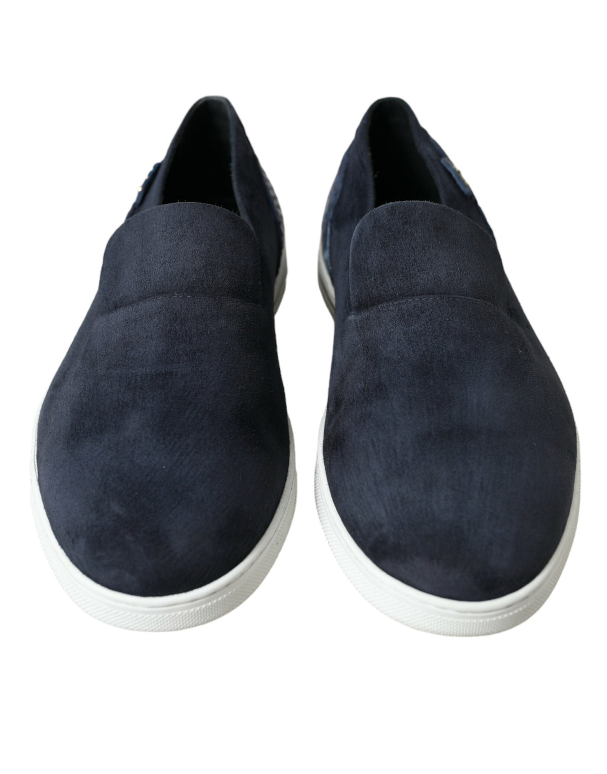Dolce & Gabbana blue suede Caiman loafers with classic slip-on design and detailed stitching, perfect for stylish casual wear.