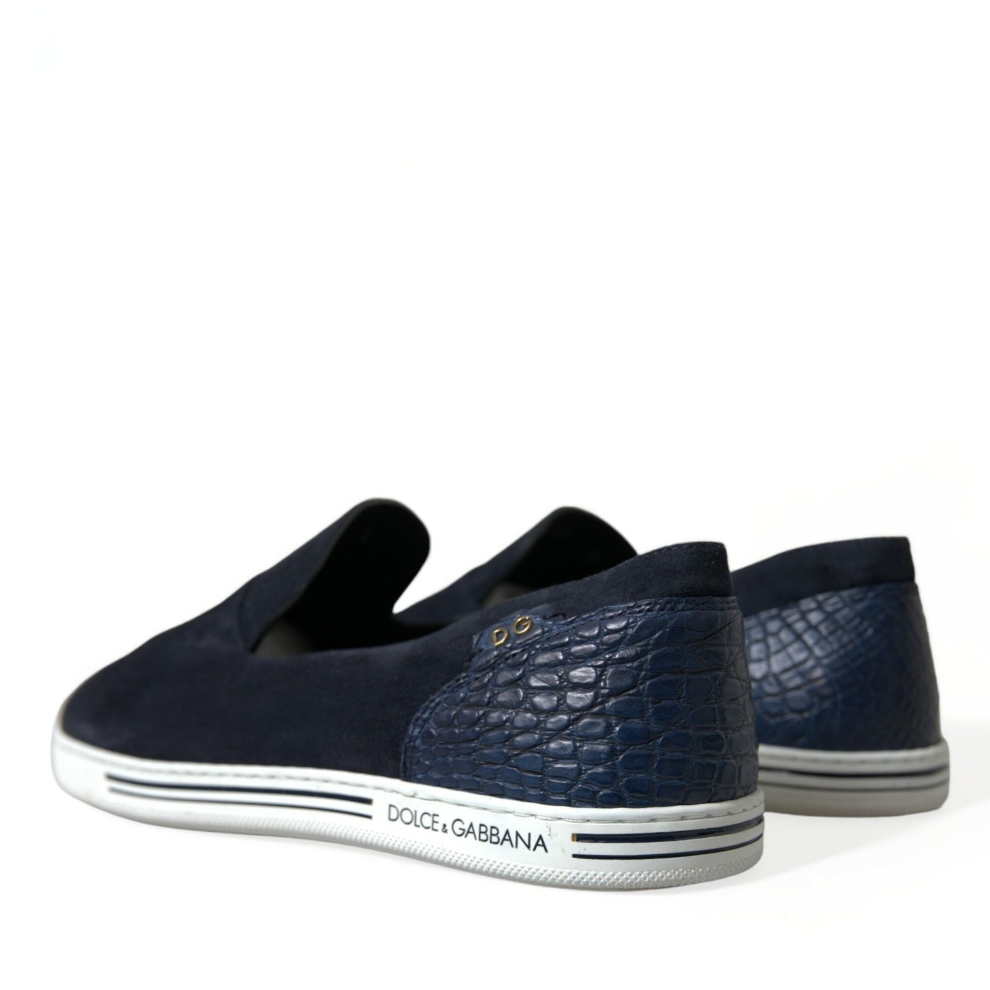 Dolce & Gabbana Blue Suede Caiman Loafers Saint Tropez Shoes