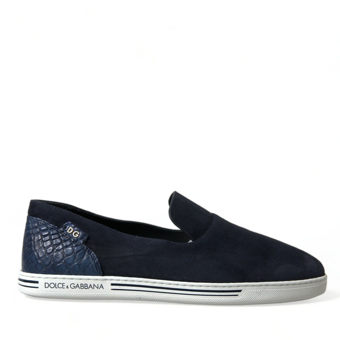 Dolce & Gabbana Blue Suede Caiman Loafers Saint Tropez Shoes