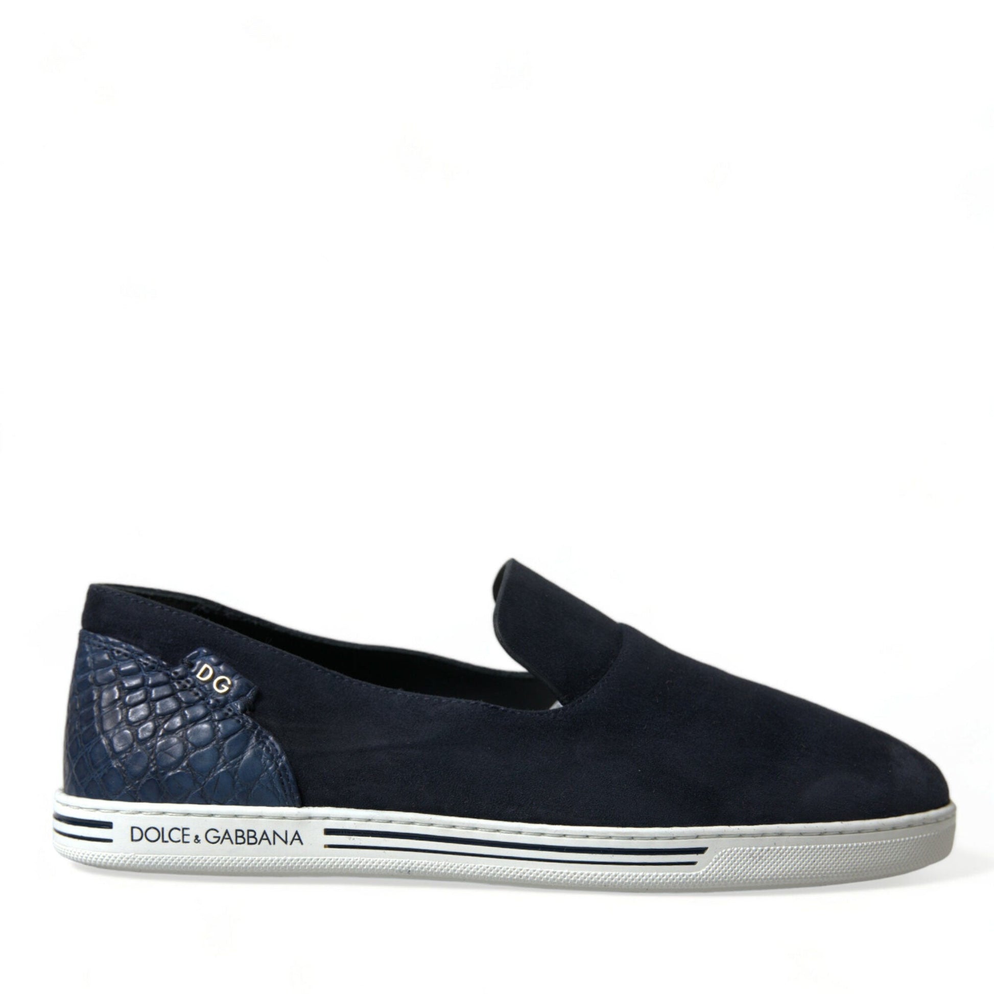 Dolce & Gabbana Blue Suede Caiman Loafers Saint Tropez Shoes