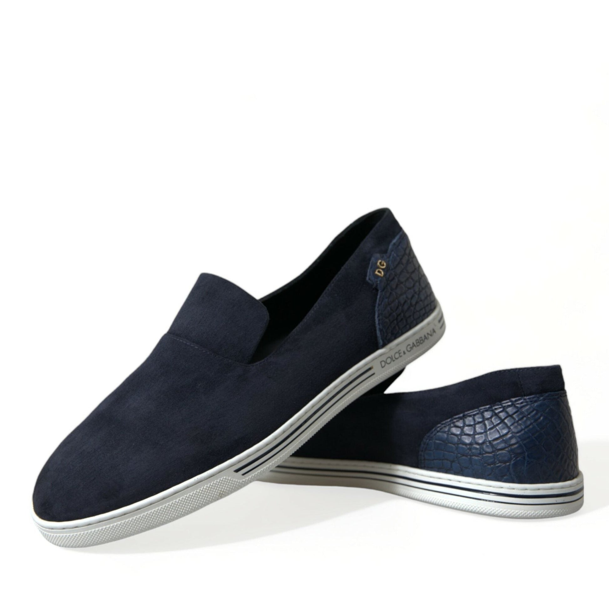 Dolce & Gabbana Blue Suede Caiman Loafers Saint Tropez Shoes
