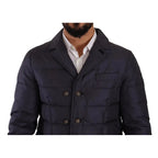 Dolce & Gabbana Blue Silk Goat Coat Blouson Winter Jacket