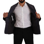 Dolce & Gabbana Blue Silk Goat Coat Blouson Winter Jacket