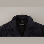 Dolce & Gabbana Blue Silk Goat Coat Blouson Winter Jacket