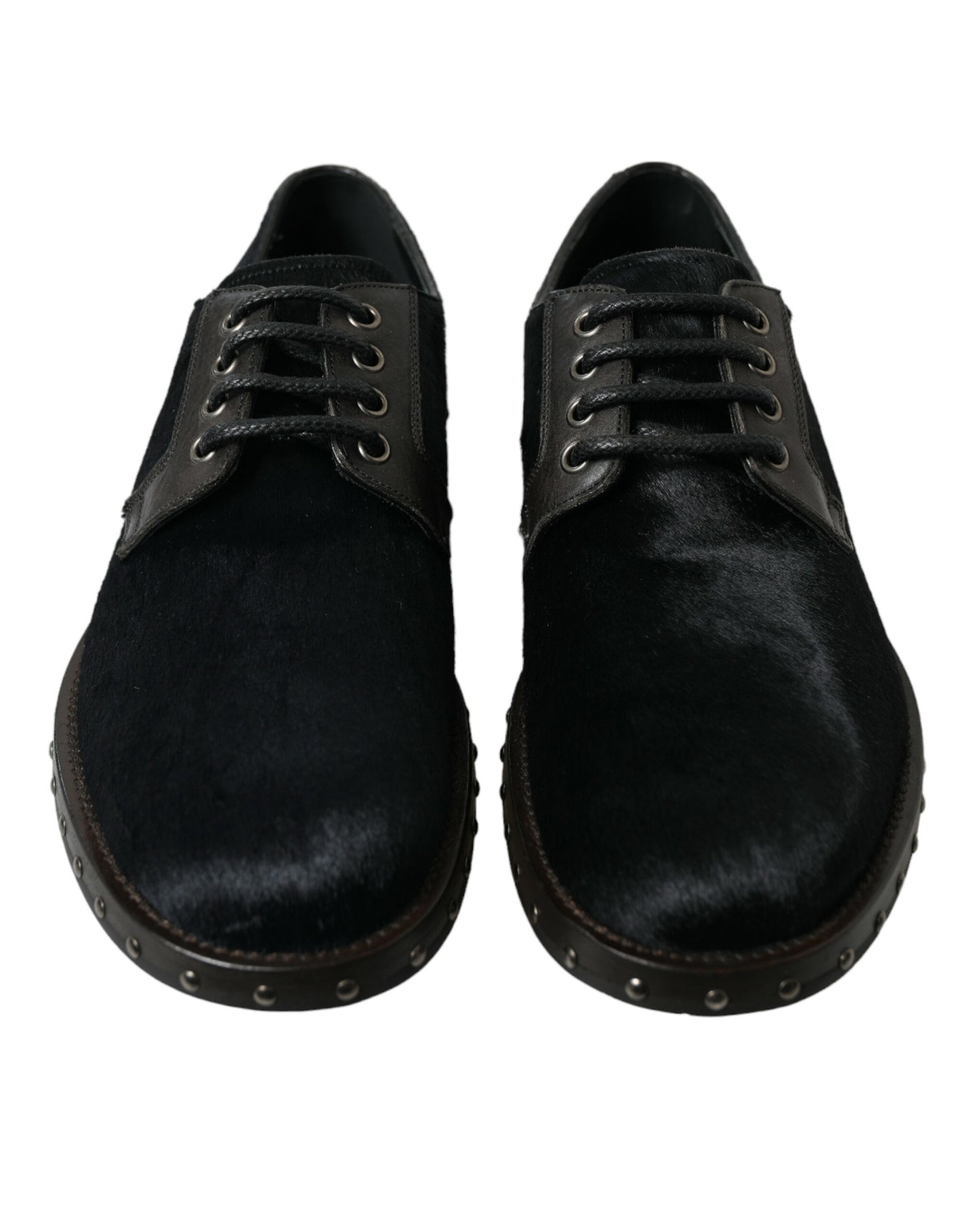 Dolce & Gabbana Black Stable Fur Derby SAN PIETRO Dress Shoes Dolce & Gabbana