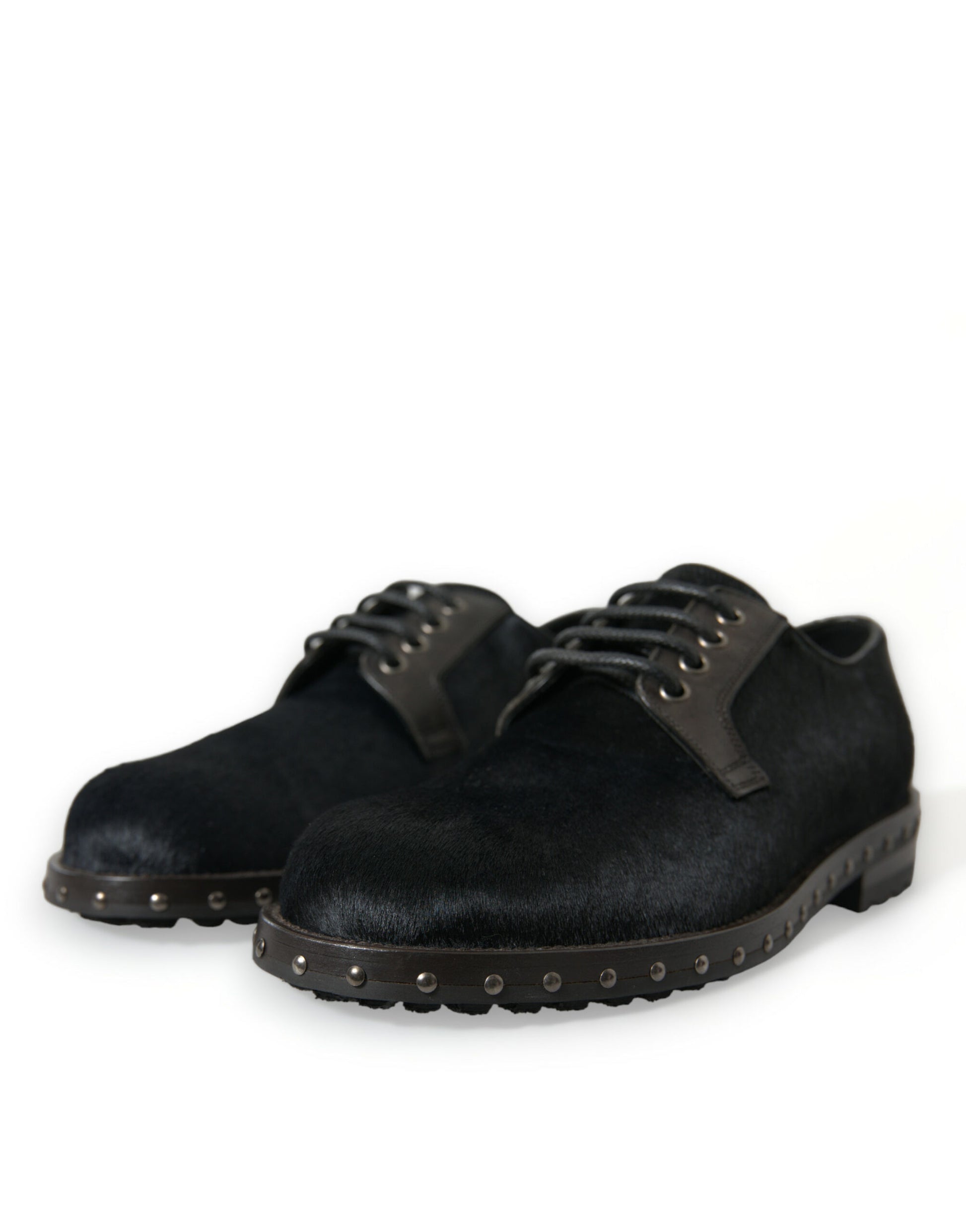 Dolce & Gabbana Black Stable Fur Derby SAN PIETRO Dress Shoes Dolce & Gabbana