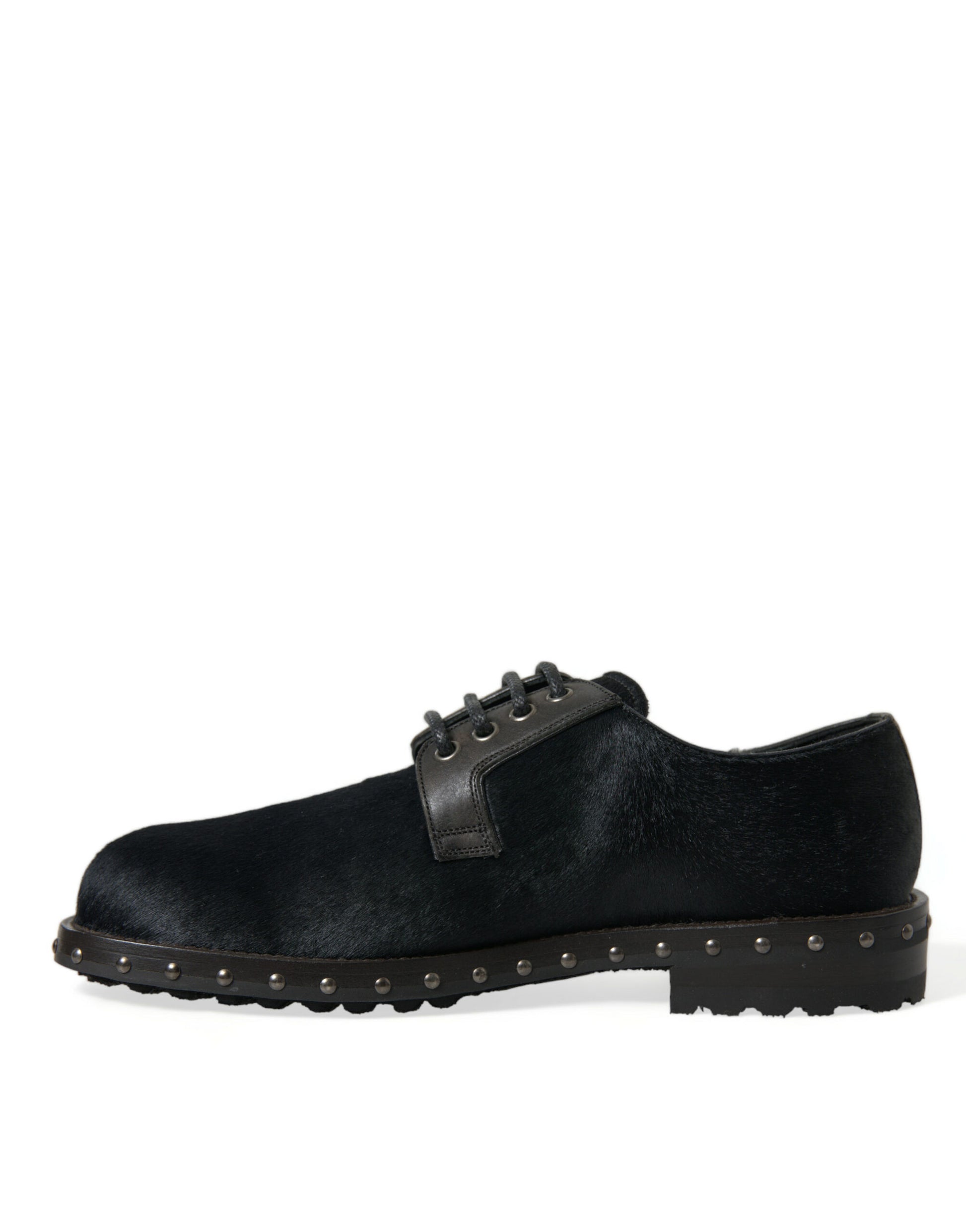 Dolce & Gabbana Black Stable Fur Derby SAN PIETRO Dress Shoes Dolce & Gabbana