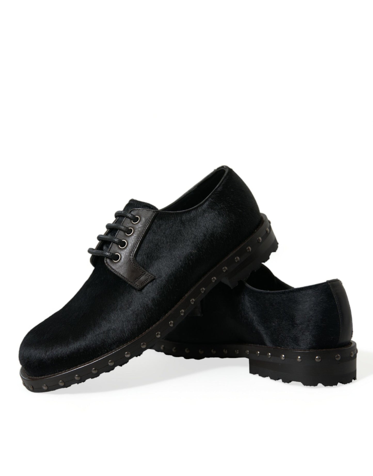 Dolce & Gabbana Black Stable Fur Derby SAN PIETRO Dress Shoes Dolce & Gabbana