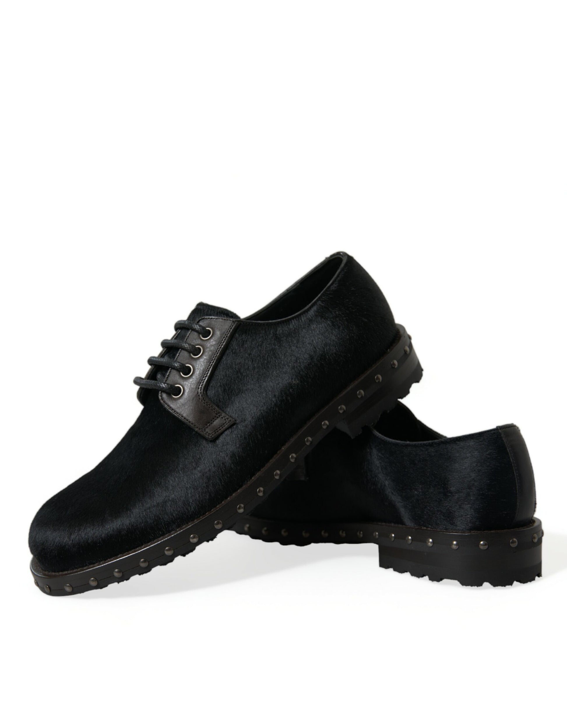 Dolce & Gabbana Black Stable Fur Derby SAN PIETRO Dress Shoes Dolce & Gabbana