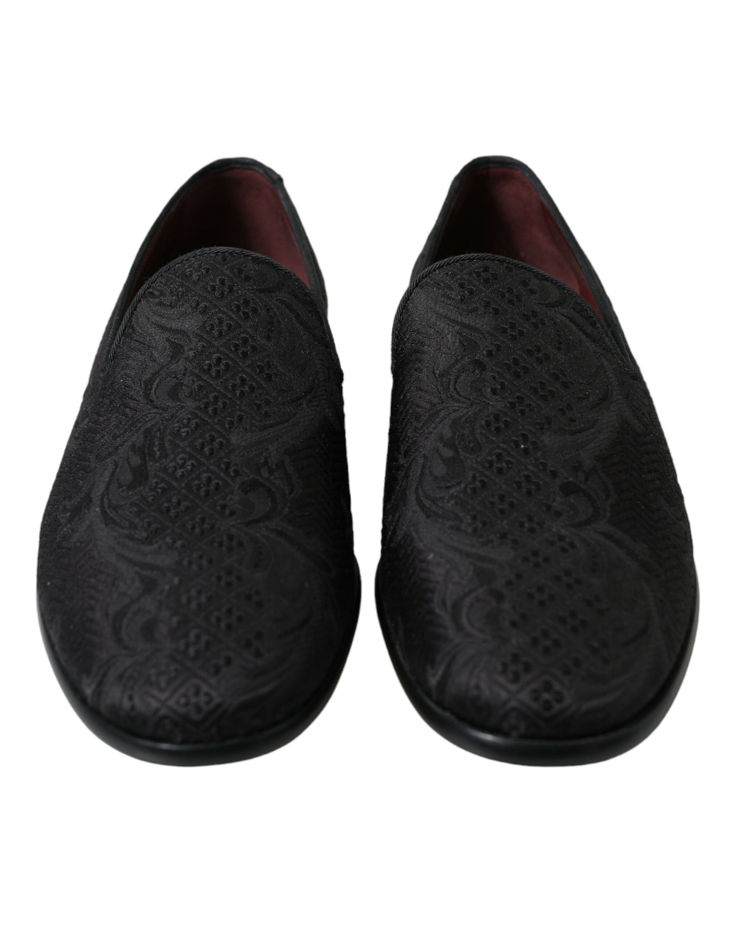 Dolce & Gabbana Black Brocade Men Slip On Loafer Dress Shoes Dolce & Gabbana