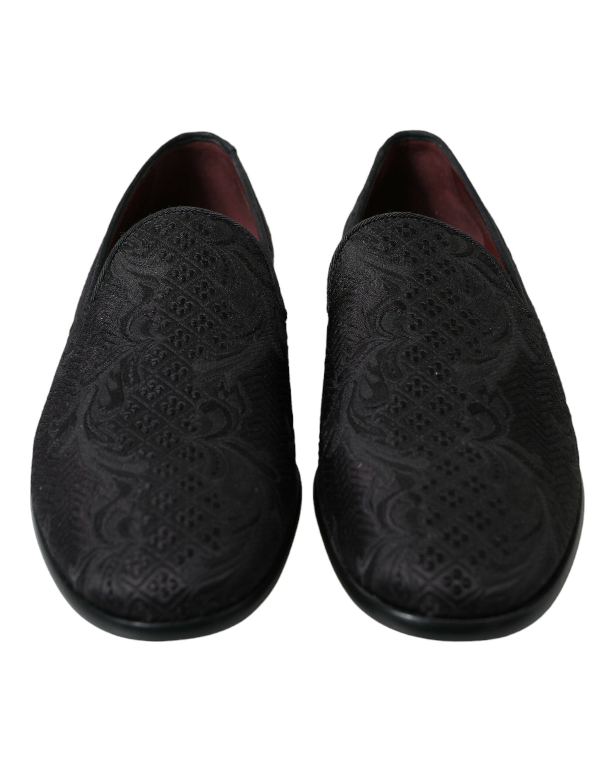 Dolce & Gabbana Black Brocade Men Slip On Loafer Dress Shoes Dolce & Gabbana