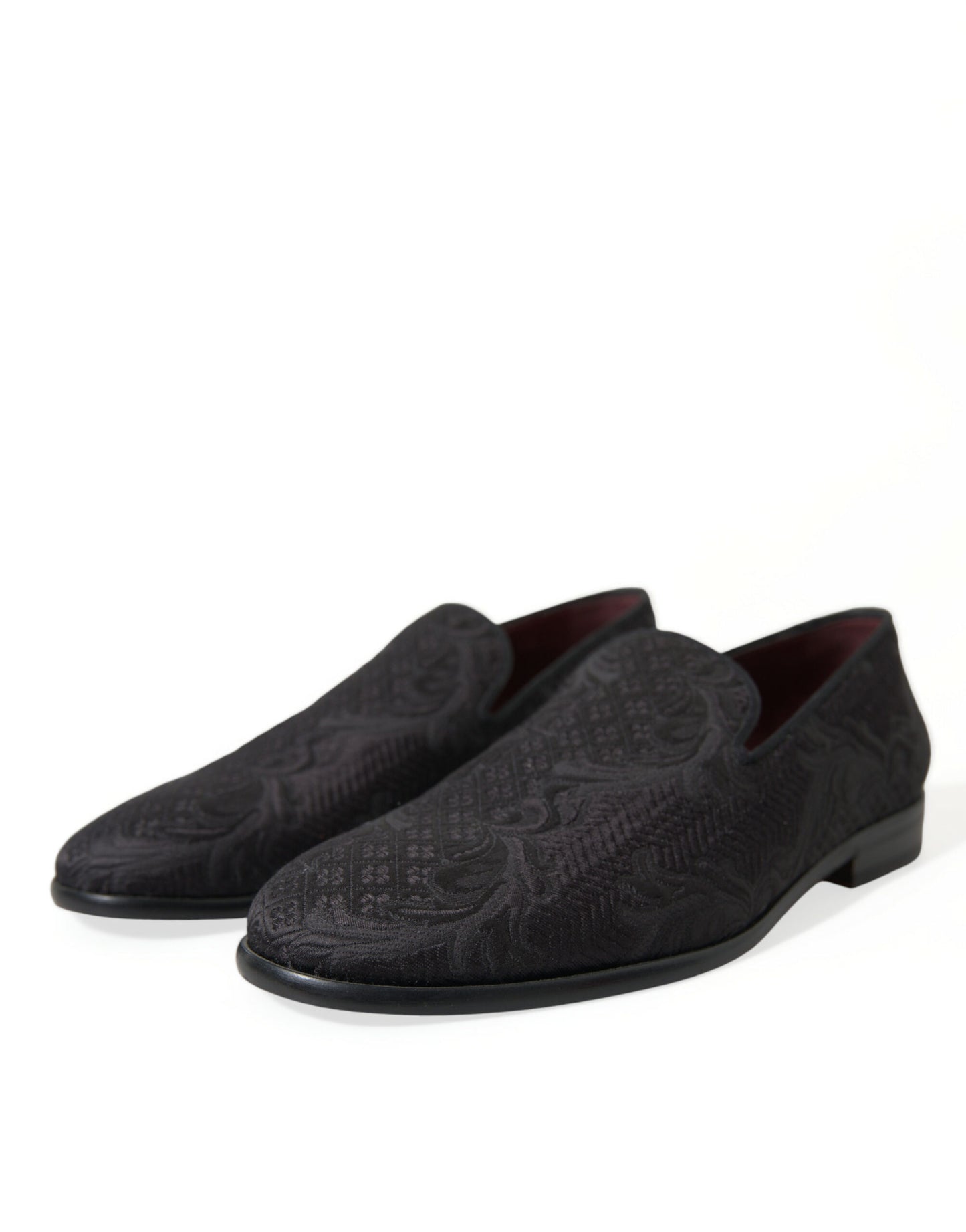Dolce & Gabbana Black Brocade Men Slip On Loafer Dress Shoes Dolce & Gabbana