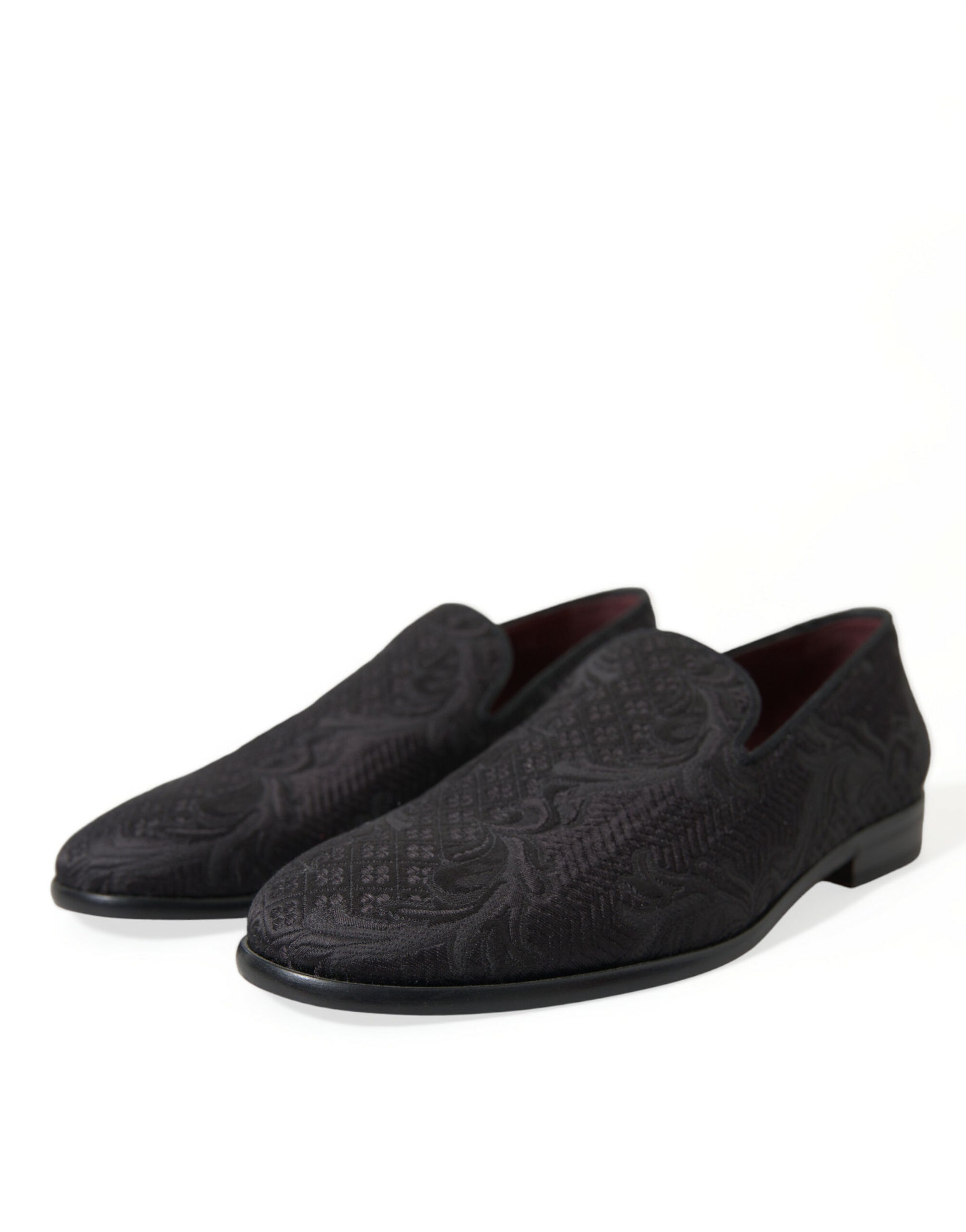 Dolce & Gabbana Black Brocade Men Slip On Loafer Dress Shoes Dolce & Gabbana
